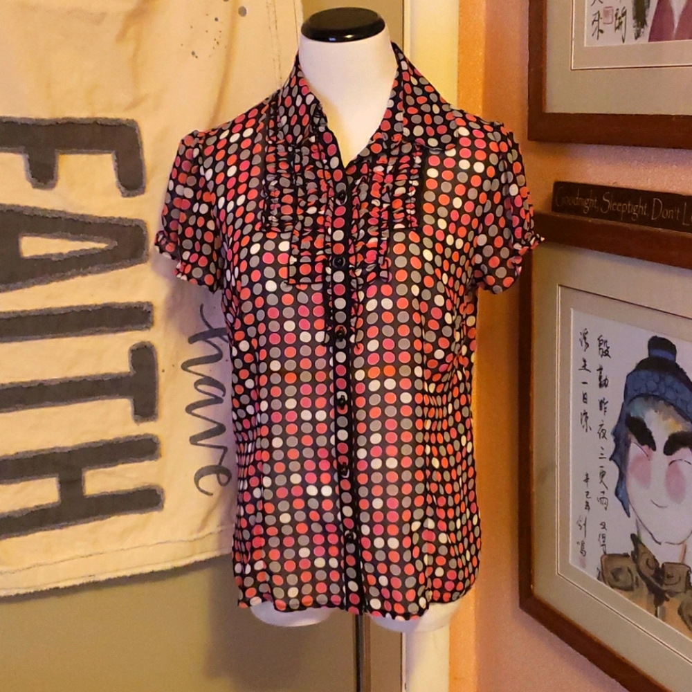 Polka Dot Button Down Shirt Small